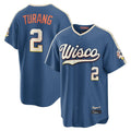 Boles M.Brewers #2 Brice Turang Player Blue 2026 City Connect Home Game Stitched Jerseys