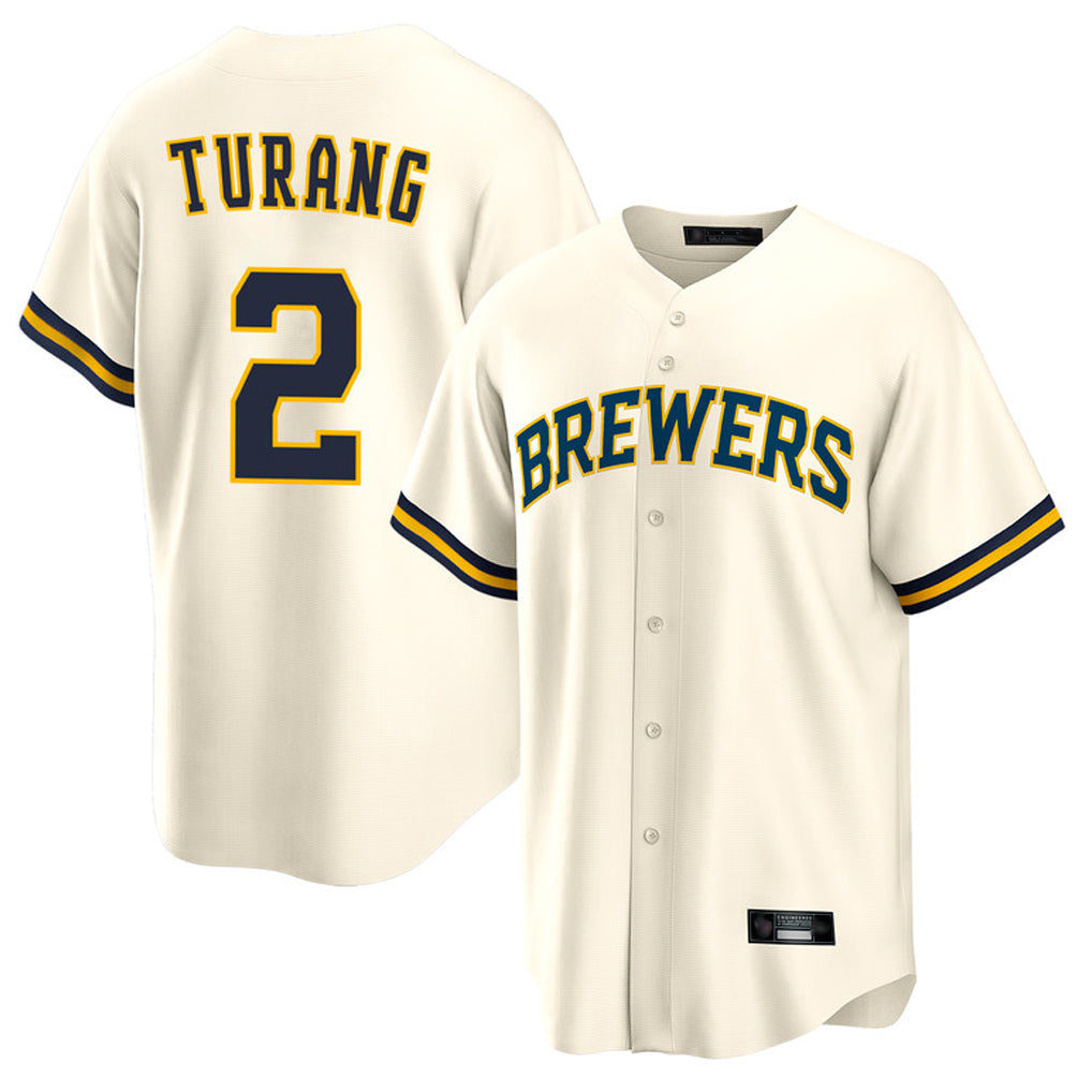 Boles M.Brewers #2 Brice Turang Player Cream Home Game Stitched Jerseys