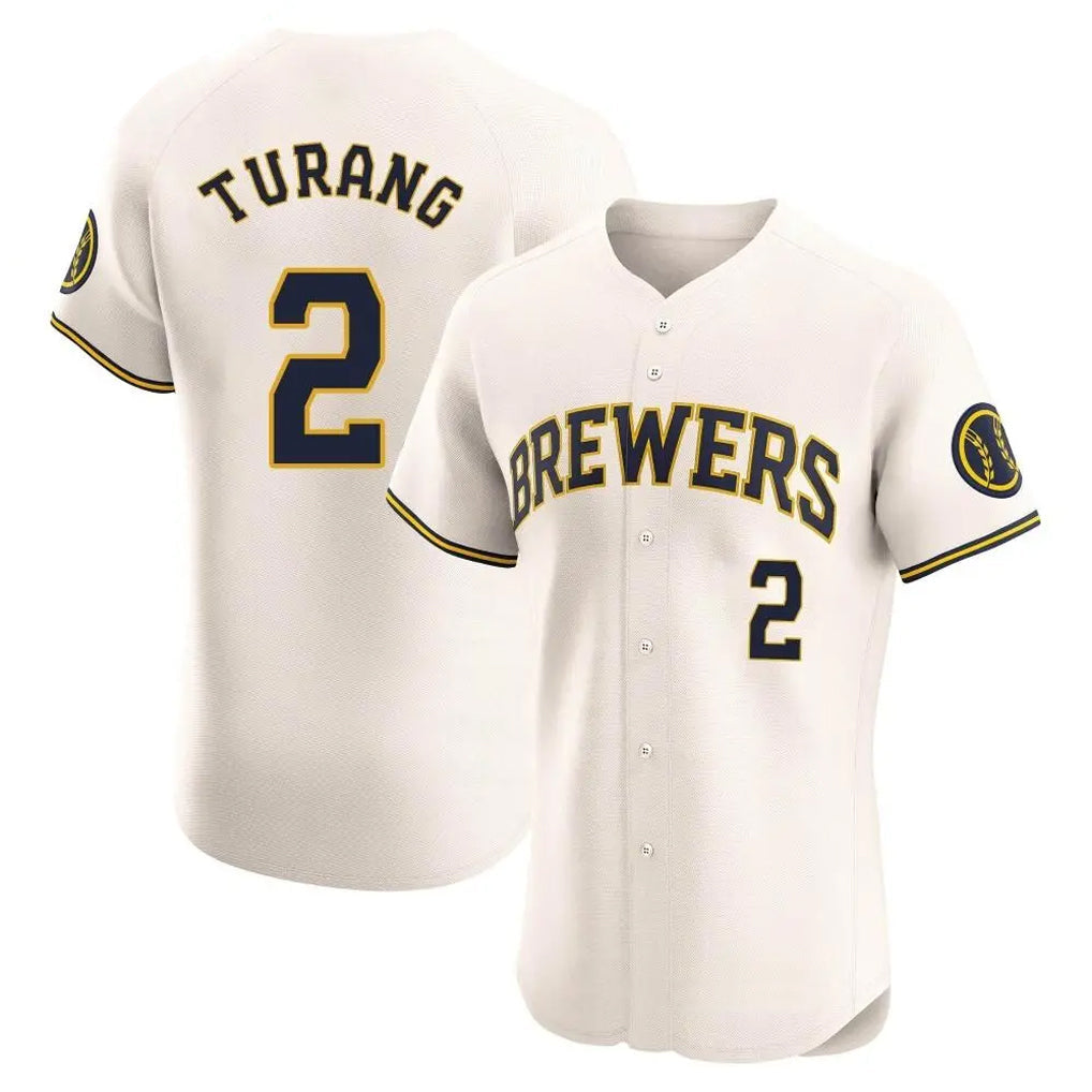 Boles M.Brewers #2 Brice Turang Player Cream Home Limited Elite Stitched Jerseys