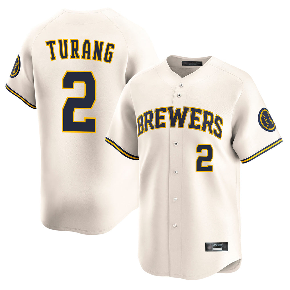 Boles M.Brewers #2 Brice Turang Player Cream Home Limited Game Stitched Jerseys