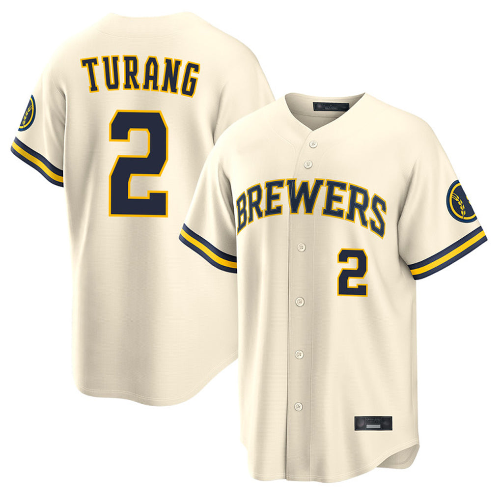 Boles M.Brewers #2 Brice Turang Player Cream Home Limited Stitched Jerseys