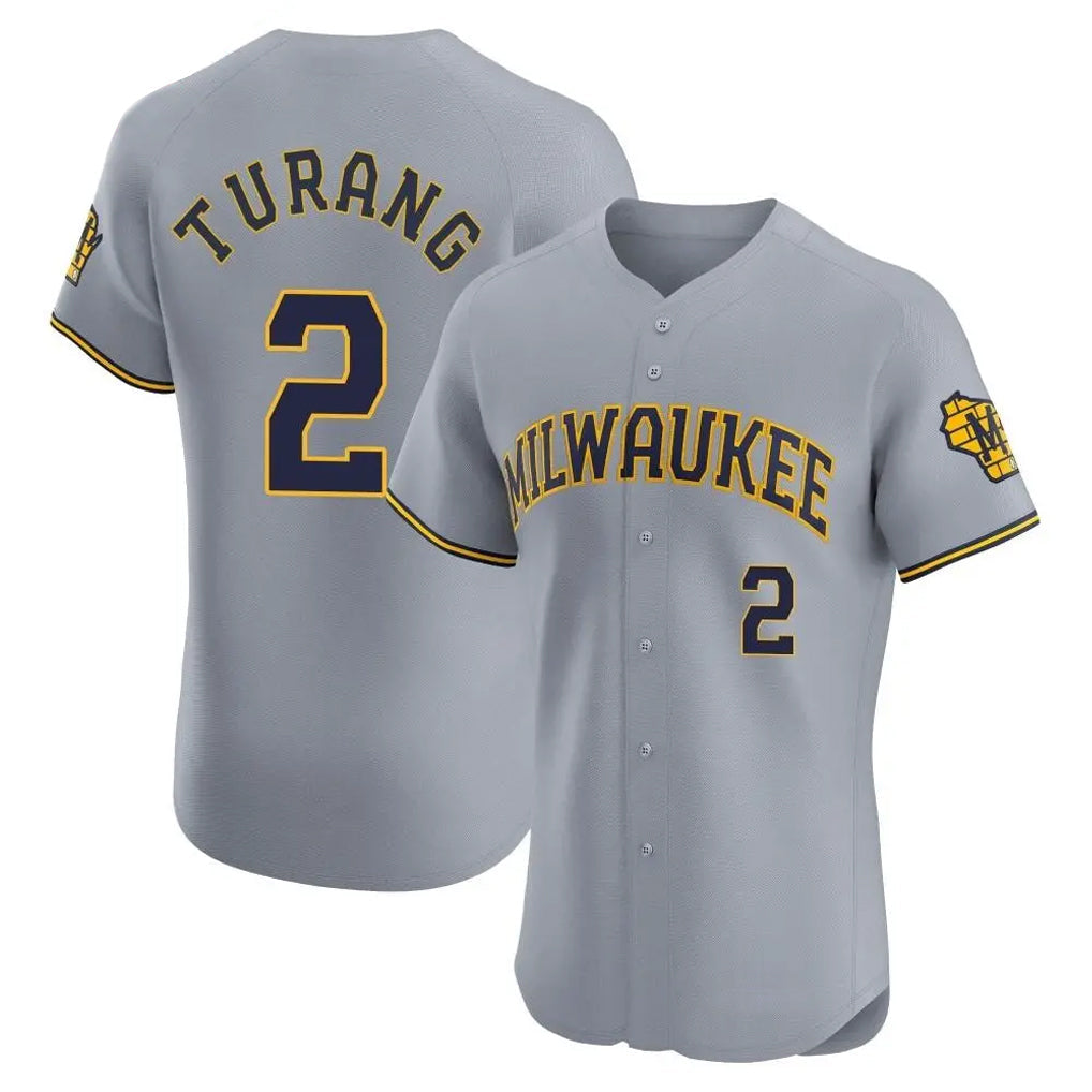 Boles M.Brewers #2 Brice Turang Player Gray Home Limited Elite Stitched Jerseys