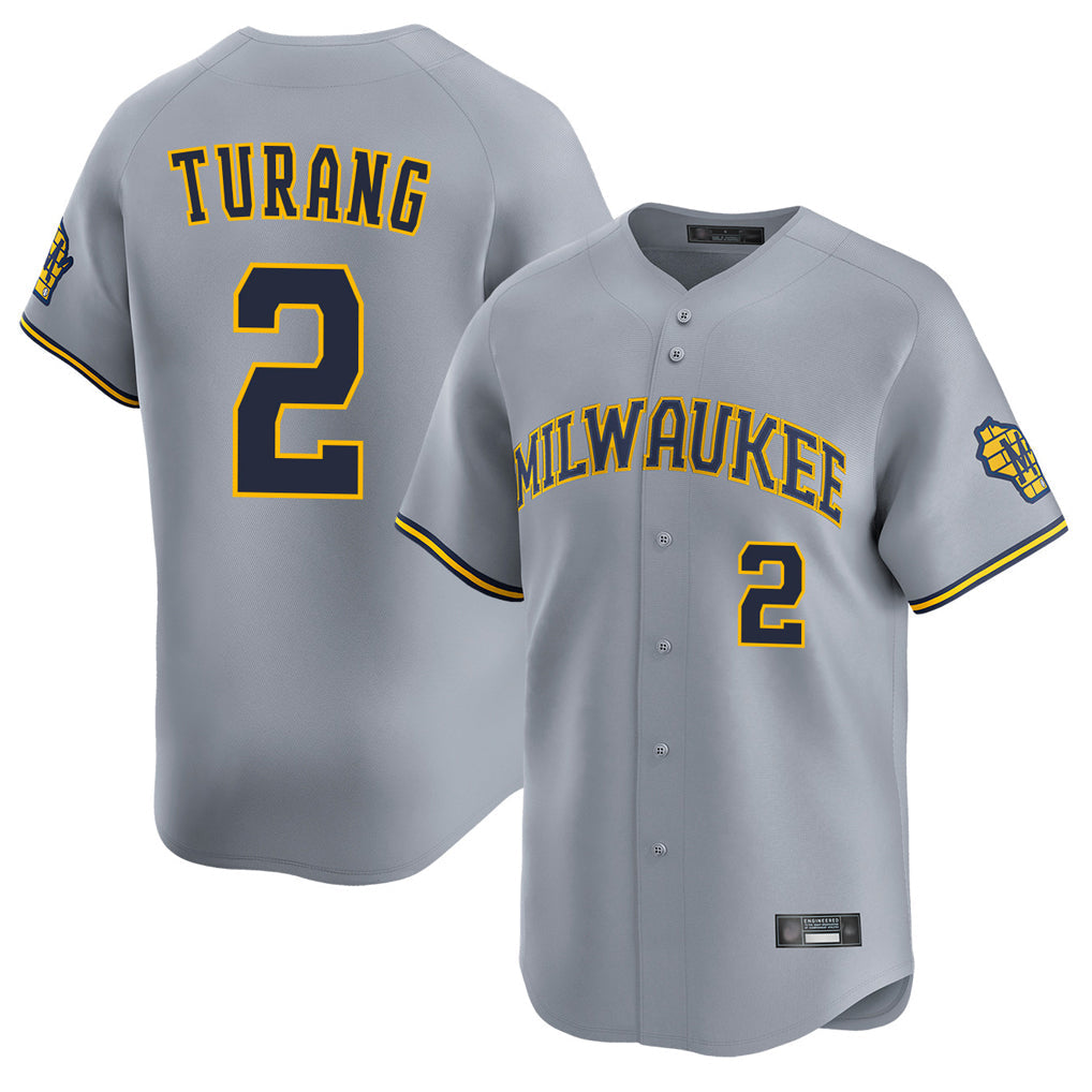 Boles M.Brewers #2 Brice Turang Player Gray Home Limited Stitched Jerseys