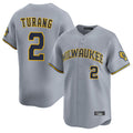 Boles M.Brewers #2 Brice Turang Player Gray Home Limited Stitched Jerseys