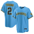 Boles M.Brewers #2 Brice Turang Player Light Blue Road Stadium Game Stitched Jerseys