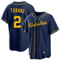 Boles M.Brewers #2 Brice Turang Player Navy Home Game Stitched Jerseys