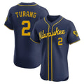 Boles M.Brewers #2 Brice Turang Player Navy Home Limited Elite Stitched Jerseys