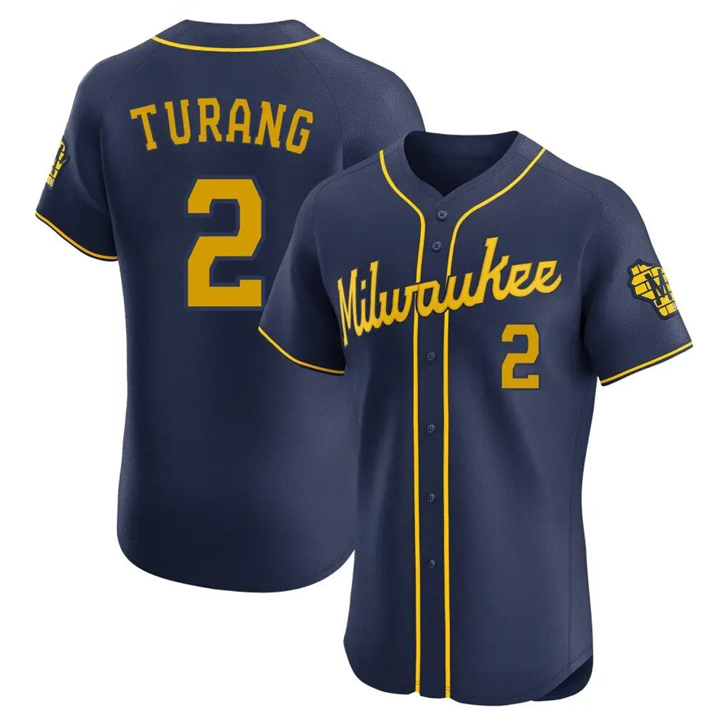 Boles M.Brewers #2 Brice Turang Player Navy Home Limited Elite Stitched Jerseys