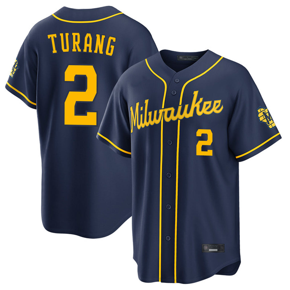 Boles M.Brewers #2 Brice Turang Player Navy Home Stadium Game Stitched Jerseys
