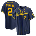 Boles M.Brewers #2 Brice Turang Player Navy Home Stadium Game Stitched Jerseys