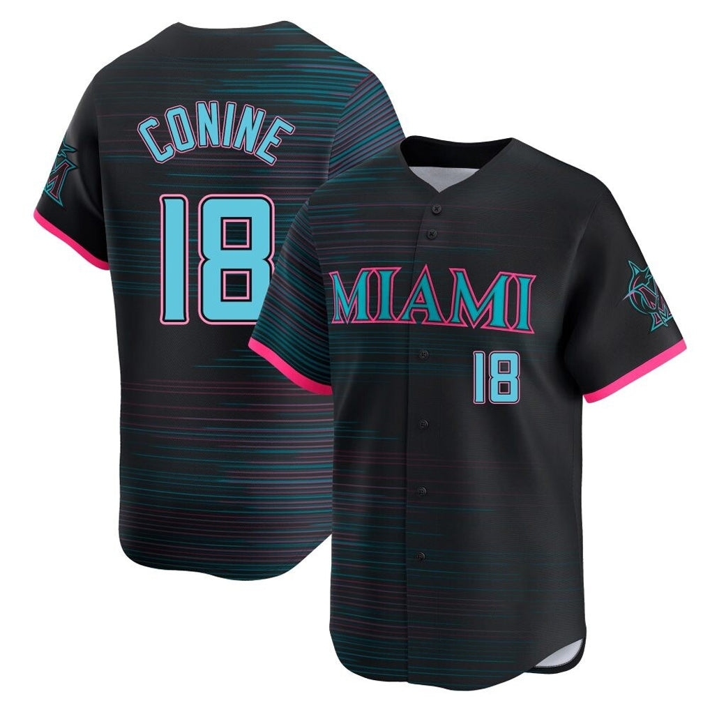 Boles M.Marlins #18 Griffin Conine Player Black City Connect Home Limited Stitched Jerseys