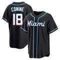 Boles M.Marlins #18 Griffin Conine Player Black Fashion Out Home Game Stitched Jerseys