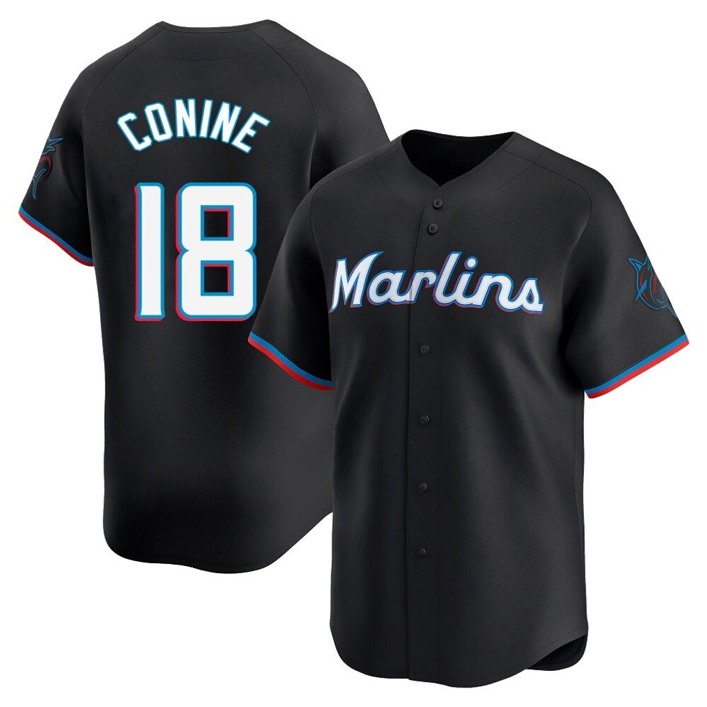 Boles M.Marlins #18 Griffin Conine Player Black Home Limited Stitched Jerseys
