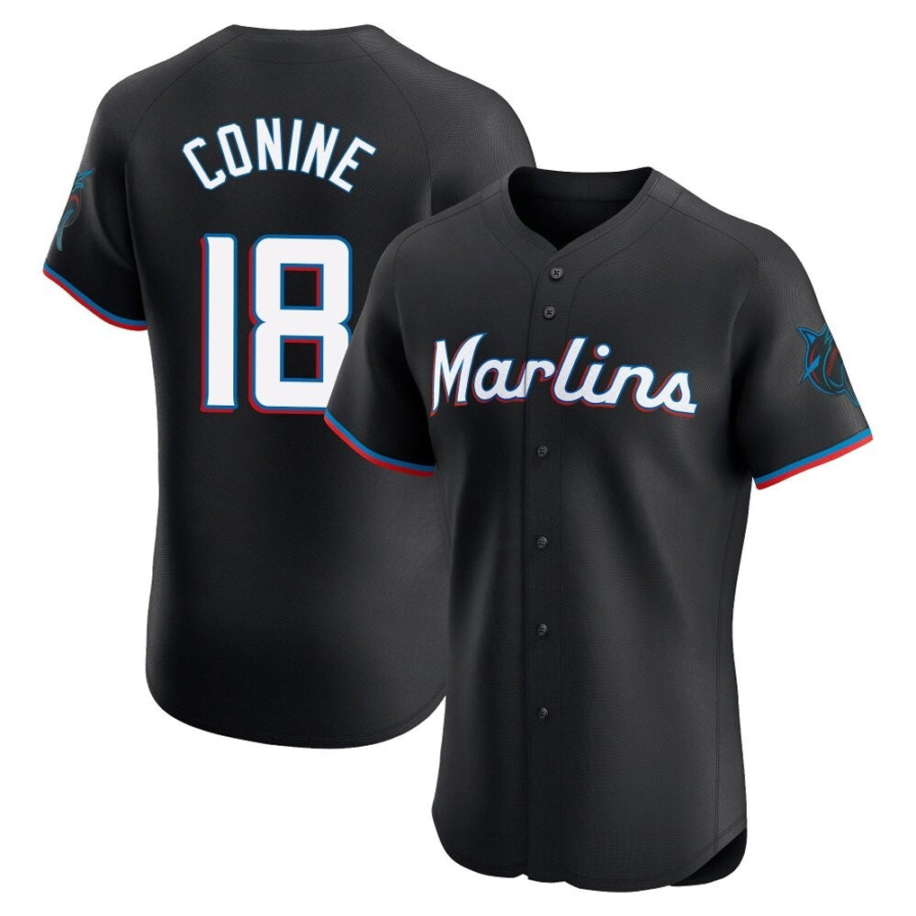 Boles M.Marlins #18 Griffin Conine Player Black Vapor Home Limited Elite Stitched Jerseys