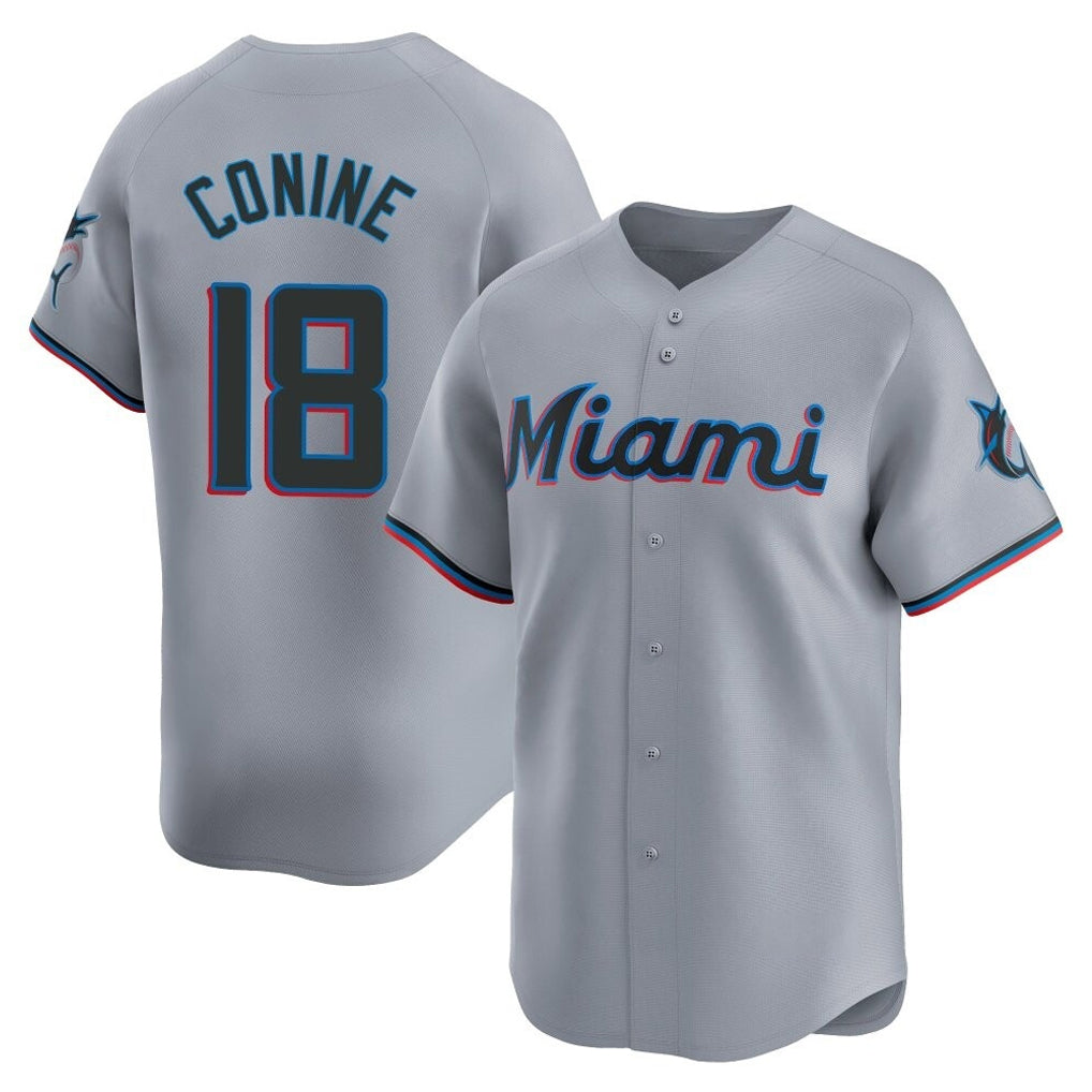 Boles M.Marlins #18 Griffin Conine Player Gray Home Limited Stitched Jerseys