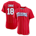 Boles M.Marlins #18 Griffin Conine Player Red City Connect Home Limited Elite Stitched Jerseys