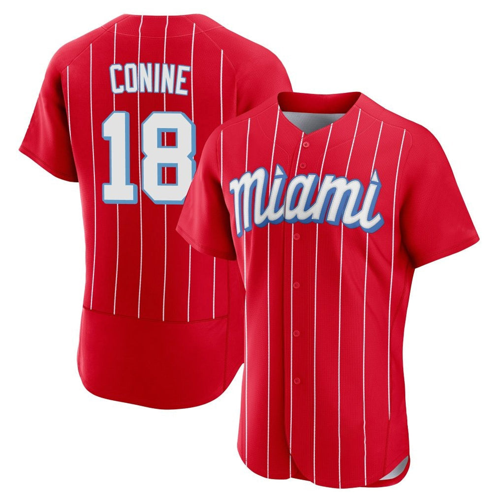 Boles M.Marlins #18 Griffin Conine Player Red City Connect Home Limited Elite Stitched Jerseys
