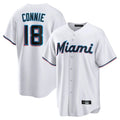 Boles M.Marlins #18 Griffin Conine Player White Home Game Stitched Jerseys