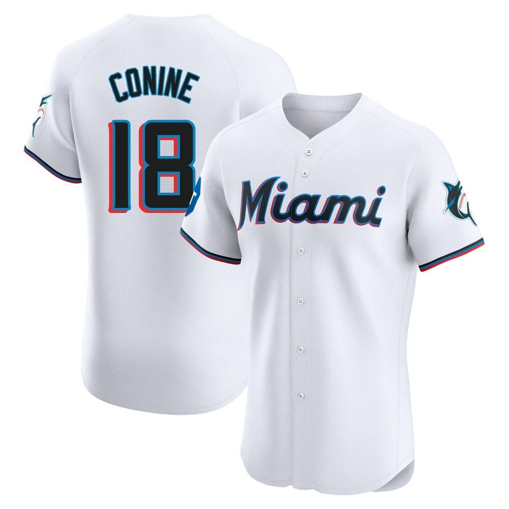 Boles M.Marlins #18 Griffin Conine Player White Home Limited Elite Stitched Jerseys