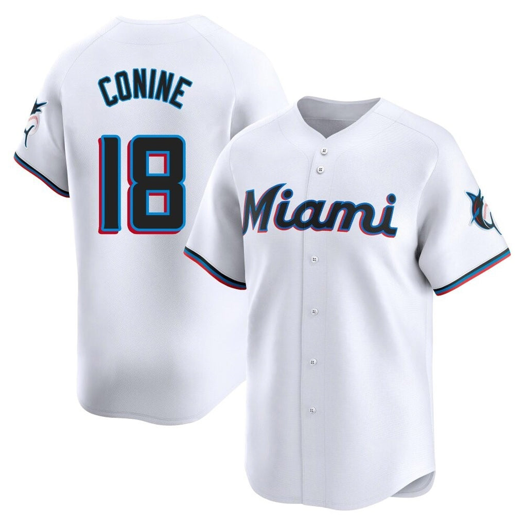 Boles M.Marlins #18 Griffin Conine Player White Home Limited Stitched Jerseys