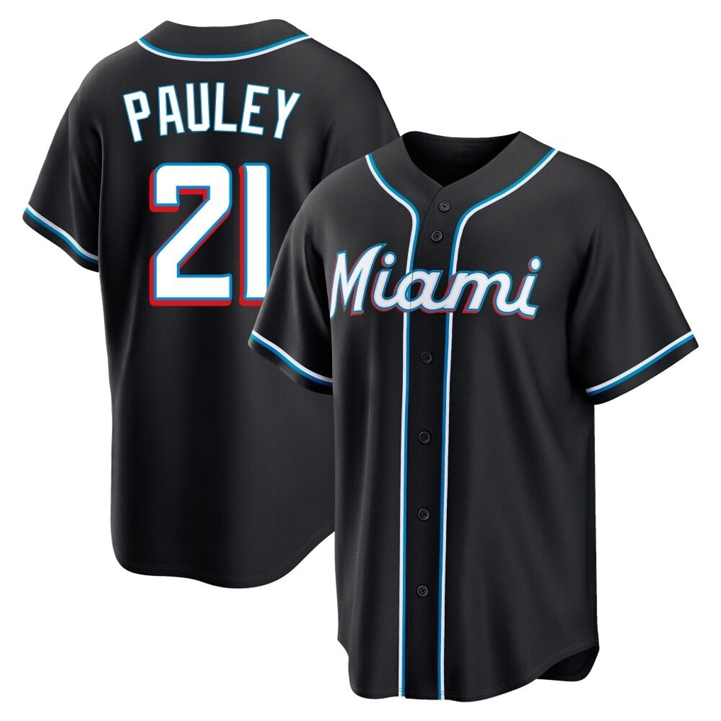 Boles M.Marlins #21 Graham Pauley Player Black Fashion Out Home Game Stitched Jerseys