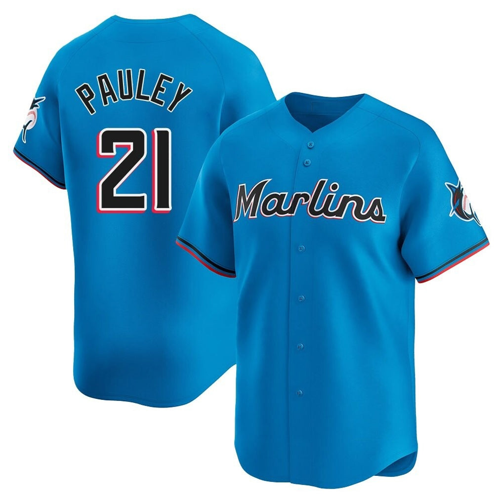 Boles M.Marlins #21 Graham Pauley Player Blue Home Limited Stitched Jerseys