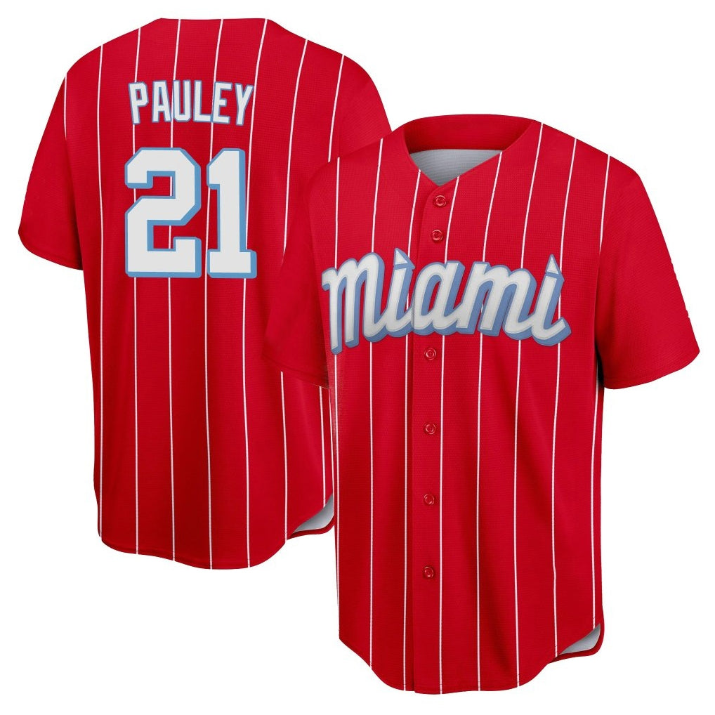Boles M.Marlins #21 Graham Pauley Player Red City Connect Home Game Stitched Jerseys