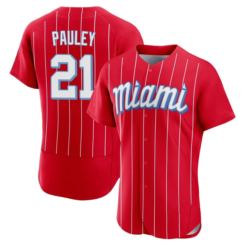 Boles M.Marlins #21 Graham Pauley Player Red City Connect Home Limited Elite Stitched Jerseys