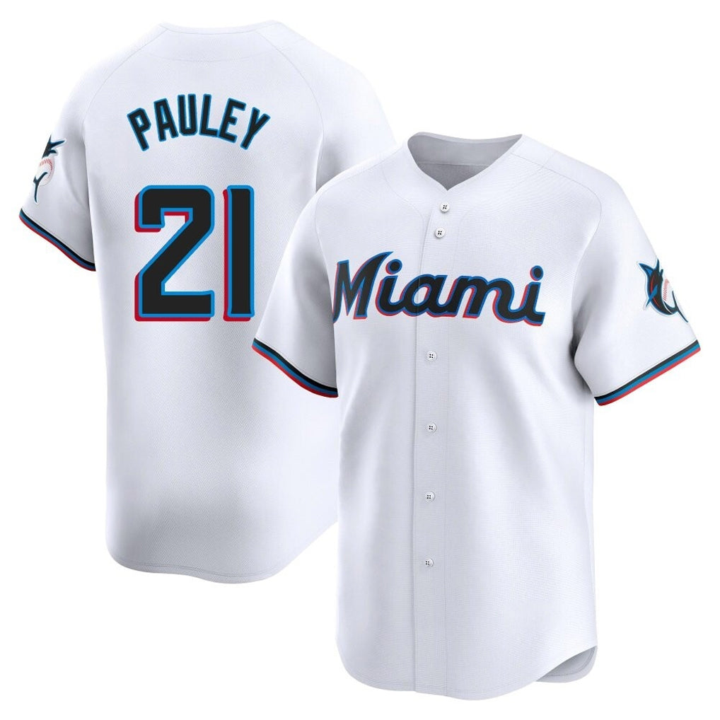 Boles M.Marlins #21 Graham Pauley Player White  Home Limited Stitched Jerseys