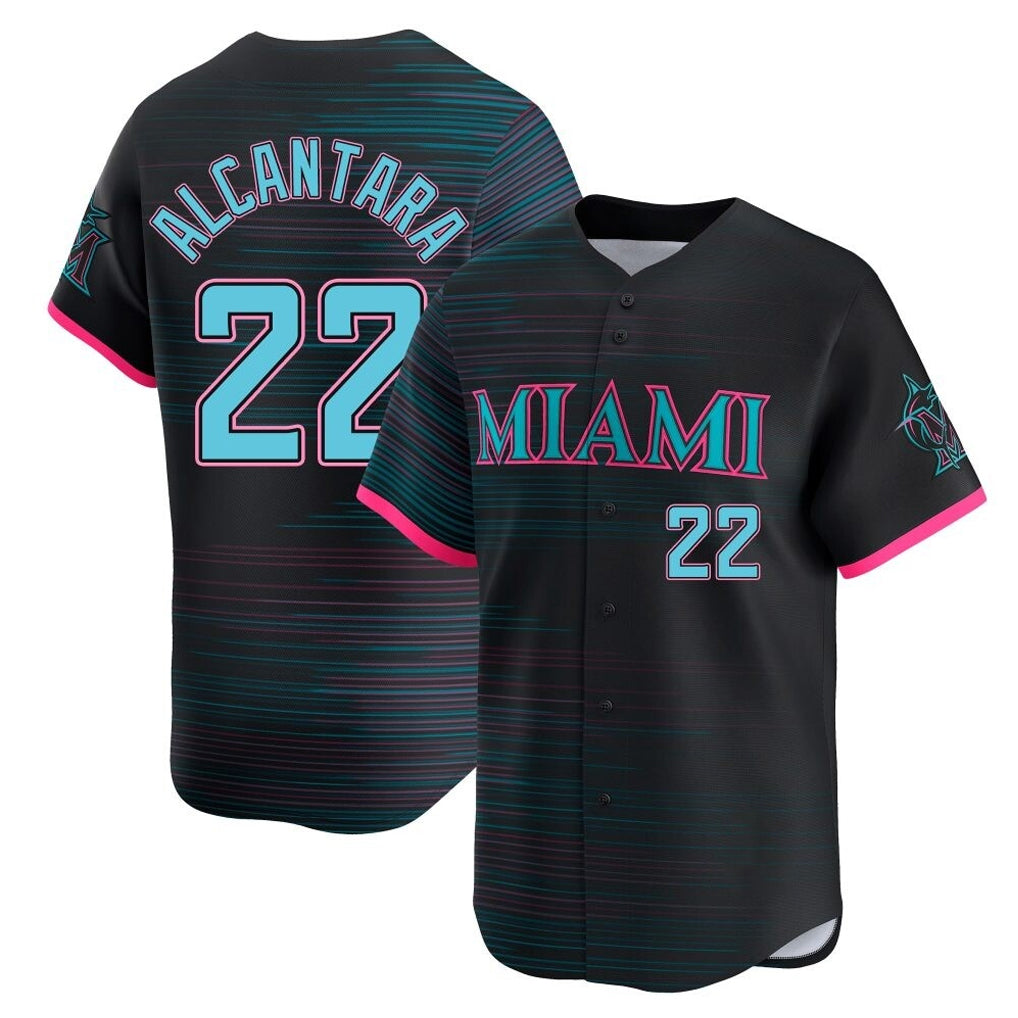 Boles M.Marlins #22 Sandy Alcantara Player Black City Connect Home Limited Stitched Jerseys