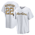 Boles M.Marlins #22 Sandy Alcantara Player Gold Home Game Stitched Jerseys