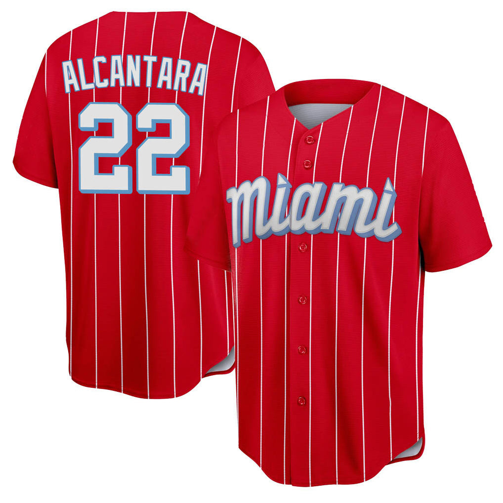 Boles M.Marlins #22 Sandy Alcantara Player Red City Connect Home Game Stitched Jerseys