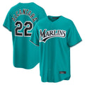 Boles M.Marlins #22 Sandy Alcantara Player Teal  Home Game Stitched Jerseys
