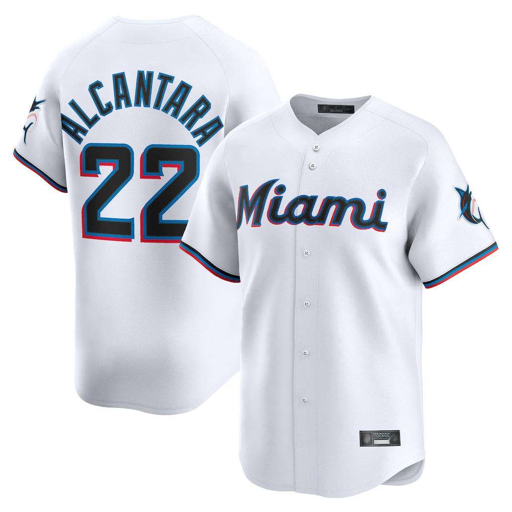 Boles M.Marlins #22 Sandy Alcantara Player White Home Limited Stitched Jerseys