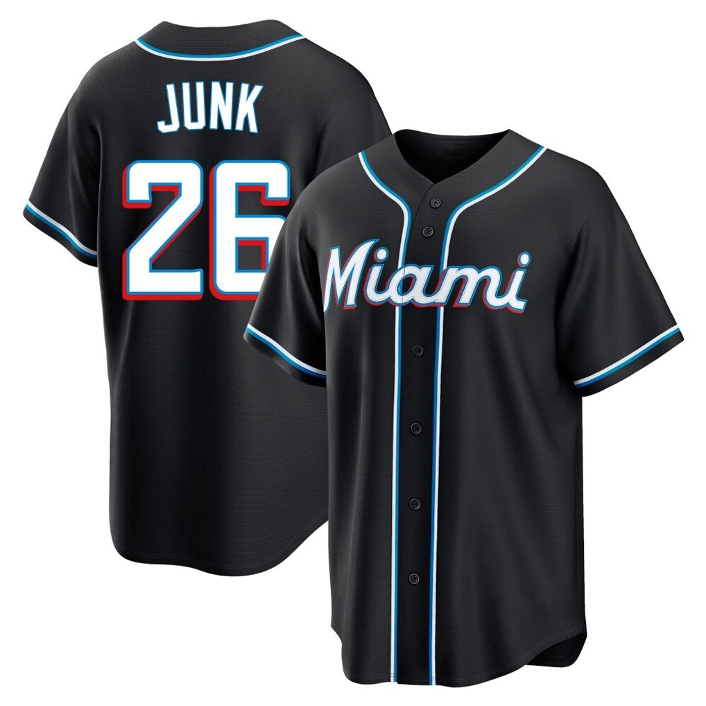 Boles M.Marlins #26 Janson Junk Player Black Fashion Out Home Game Stitched Jerseys