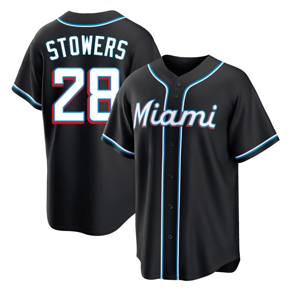 Boles M.Marlins #28 Kyle Stowers Player Black Fashion Out Home Game Stitched Jerseys