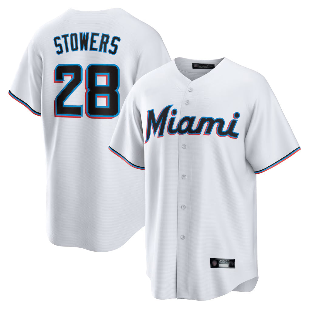 Boles M.Marlins #28 Kyle Stowers Player White  Home Game Stitched Jerseys