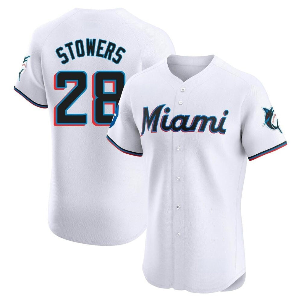 Boles M.Marlins #28 Kyle Stowers Player White  Home Limited Elite Stitched Jerseys