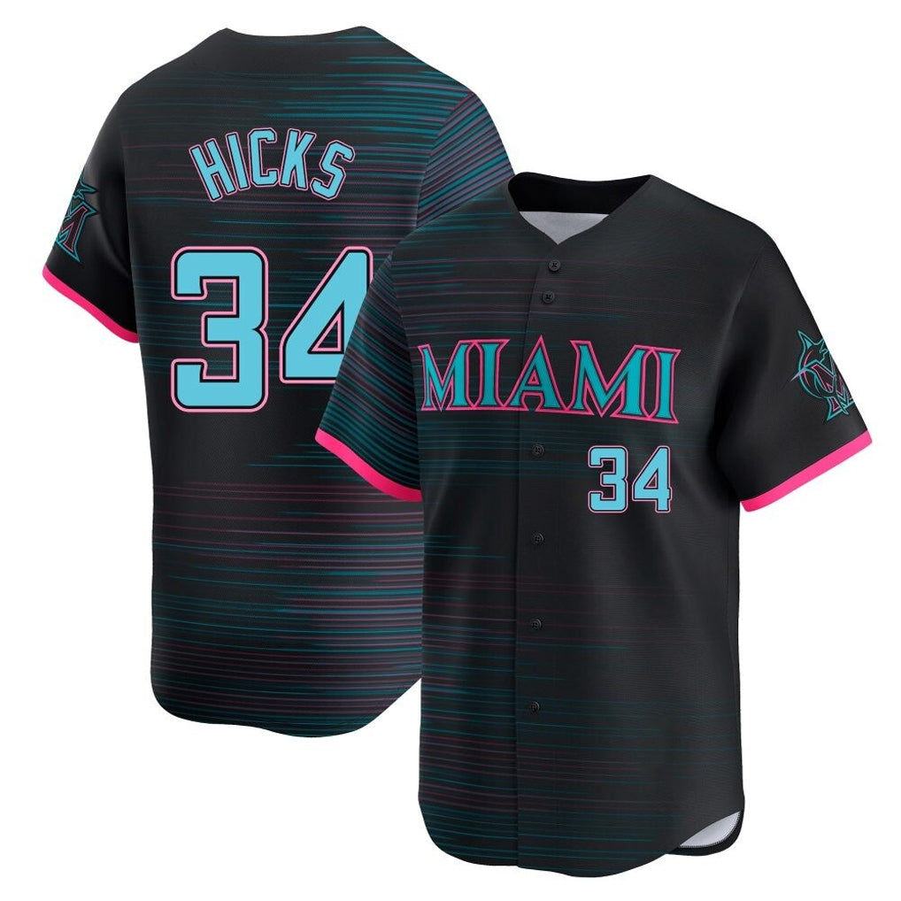 Boles M.Marlins #34 Liam Hicks Player Black City Connect Home Limited Stitched Jerseys