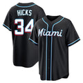Boles M.Marlins #34 Liam Hicks Player Black Fashion Out Home Game Stitched Jerseys