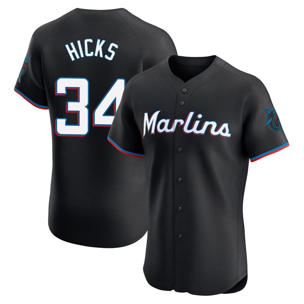 Boles M.Marlins #34 Liam Hicks Player Black Vapor Home Limited Elite Stitched Jerseys