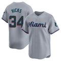 Boles M.Marlins #34 Liam Hicks Player Gray Home Limited Stitched Jerseys