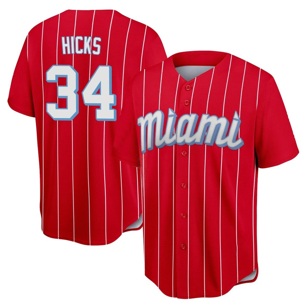 Boles M.Marlins #34 Liam Hicks Player Red City Connect Home Game Stitched Jerseys