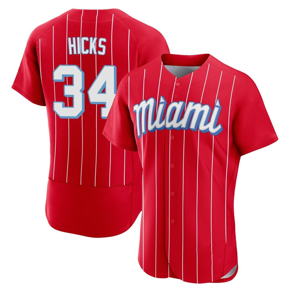 Boles M.Marlins #34 Liam Hicks Player Red City Connect Home Limited Elite Stitched Jerseys