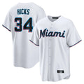 Boles M.Marlins #34 Liam Hicks Player White  Home Game Stitched Jerseys