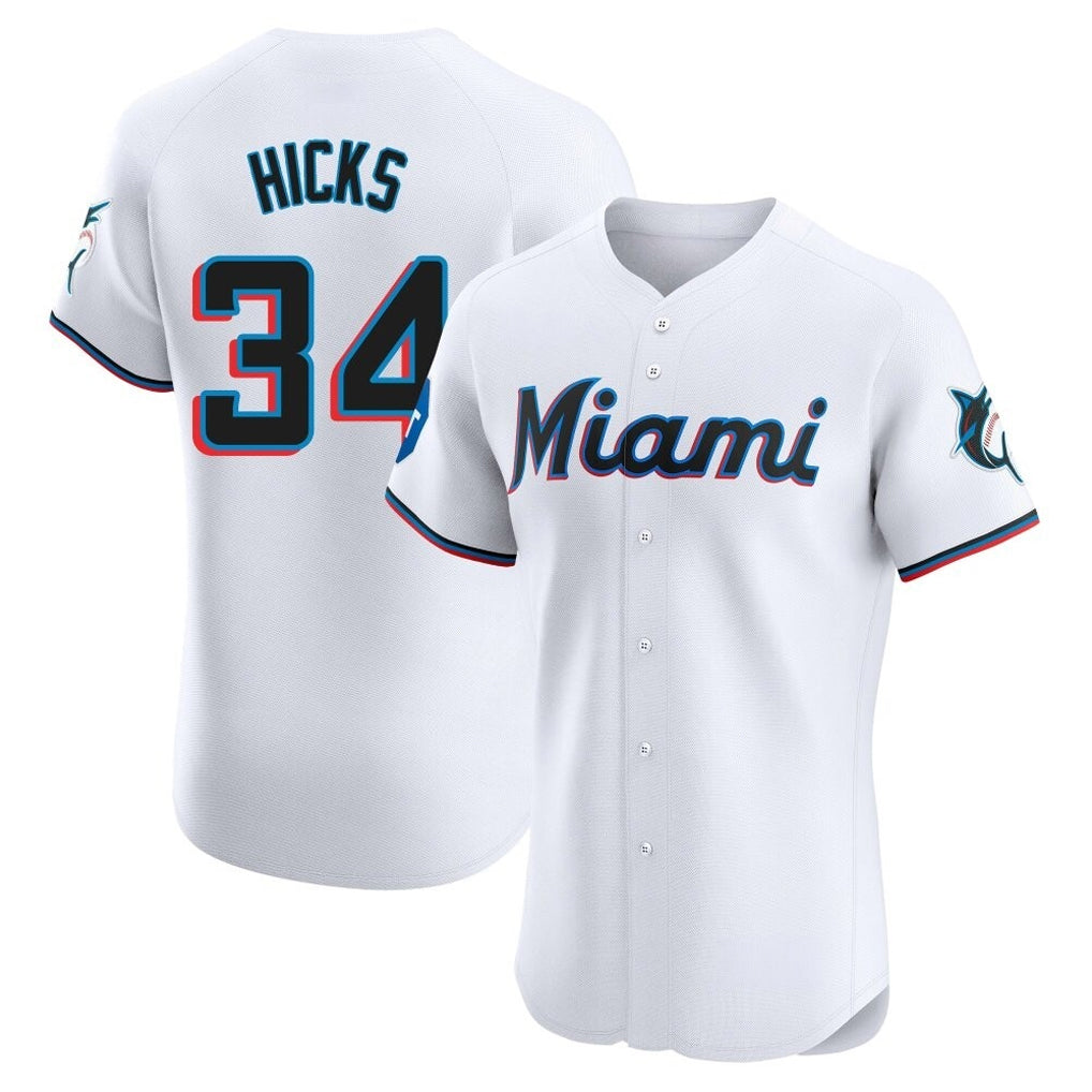 Boles M.Marlins #34 Liam Hicks Player White  Home Limited Elite Stitched Jerseys