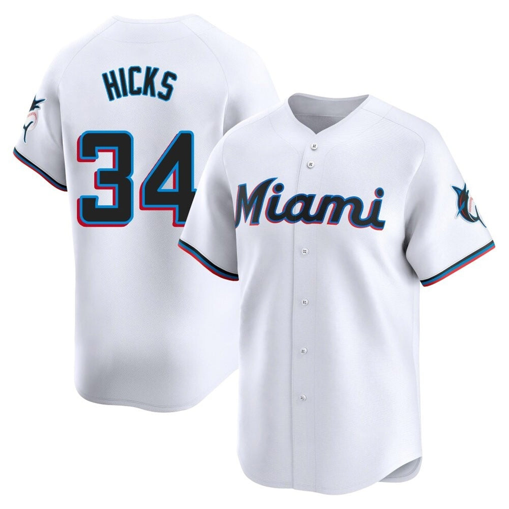 Boles M.Marlins #34 Liam Hicks Player White  Home Limited Stitched Jerseys