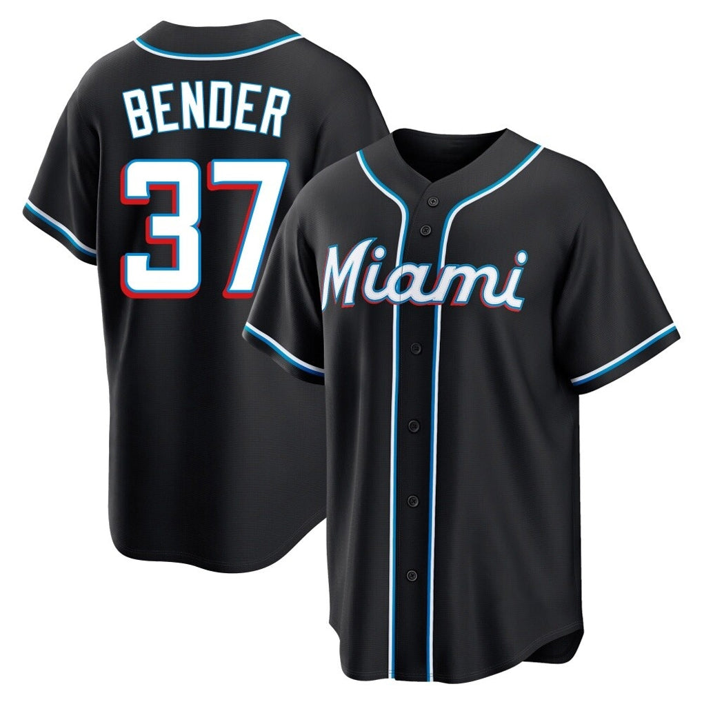 Boles M.Marlins #37 Anthony Bender Player Black Fashion Out Home Game Stitched Jerseys