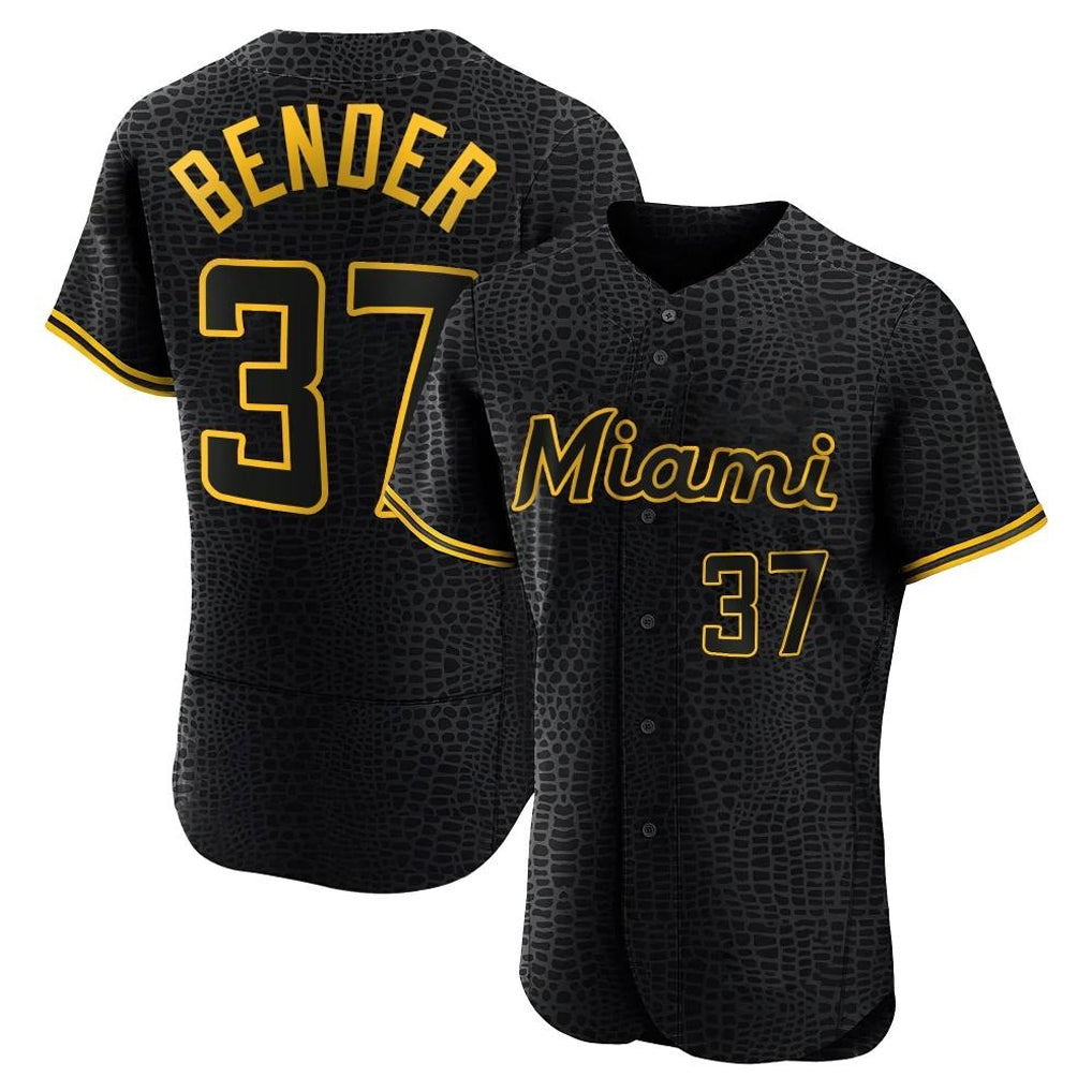 Boles M.Marlins #37 Anthony Bender Player Black Snake Skin City Home Limited Elite Stitched Jerseys