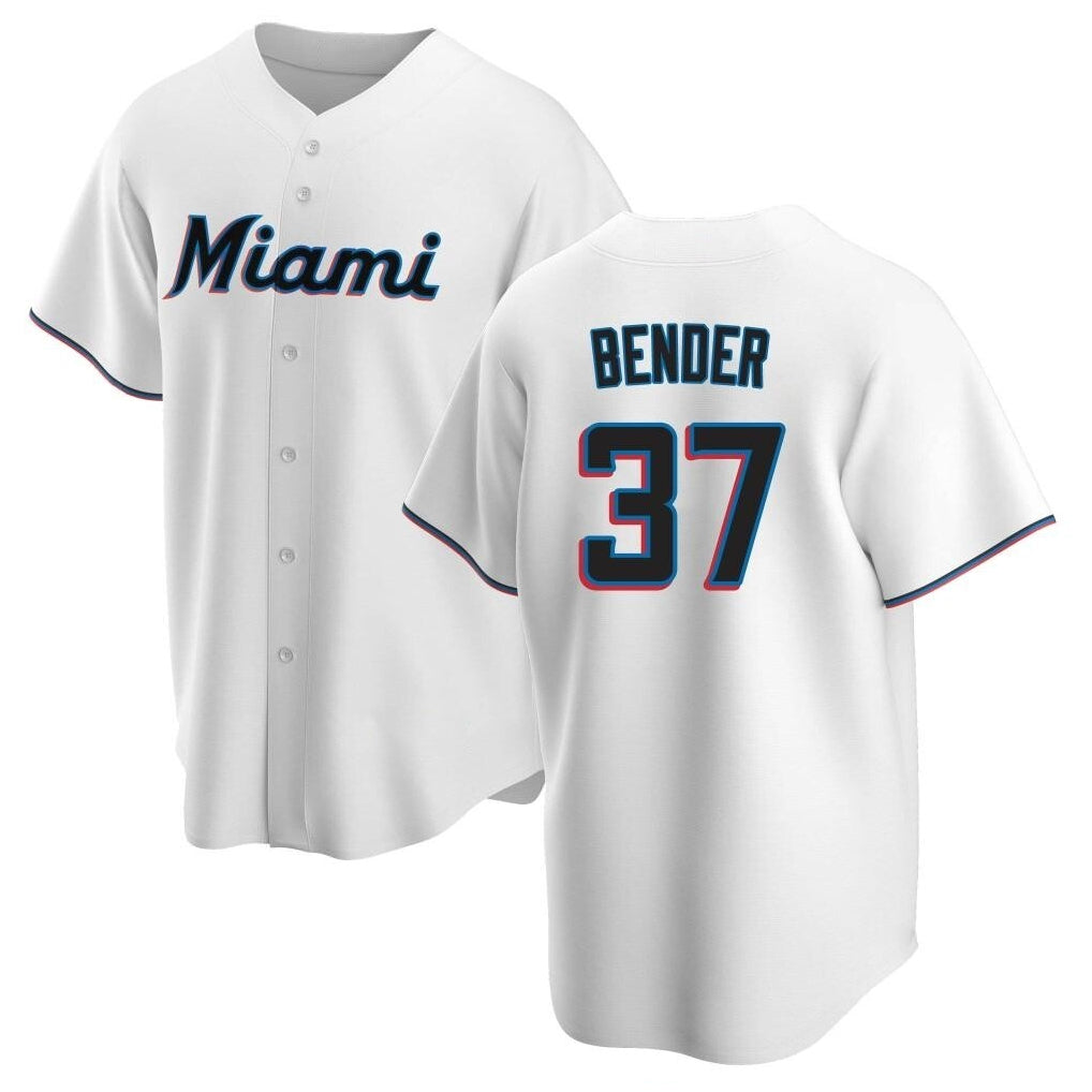 Boles M.Marlins #37 Anthony Bender Player White  Home Game Stitched Jerseys